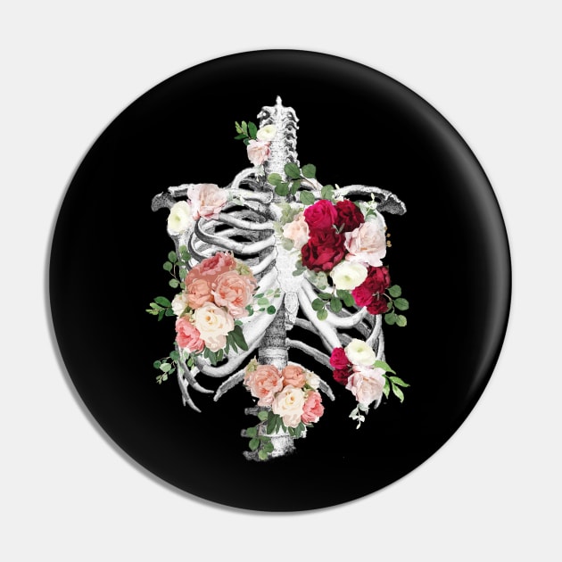 Rib Cage Floral 6 Pin by Collagedream