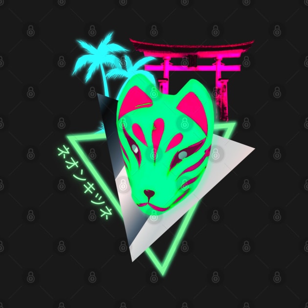 Kitsune Fox Mask Vaporwave Aesthetic by Shirt Vibin