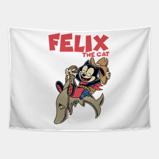Felix The Cat - Cowboy Riding Shark Tapestry