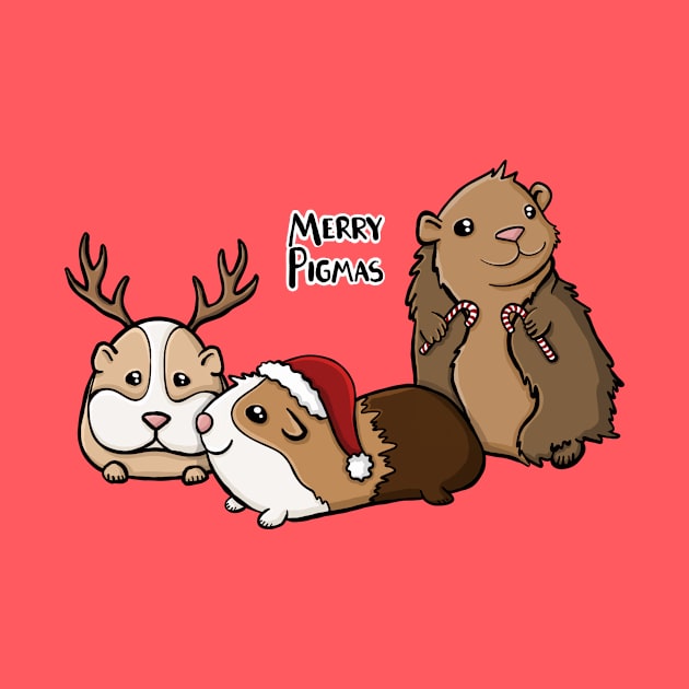 Merry Pigmas Festive Guinea Pigs Digital Illustration by AlmightyClaire