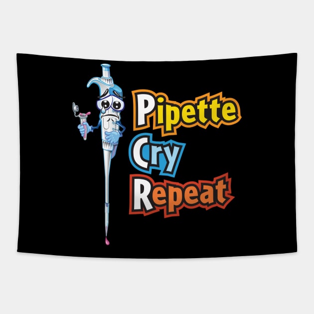 Pipette Cry Repeat Sad Cartoon Character Tapestry by SuburbanCowboy