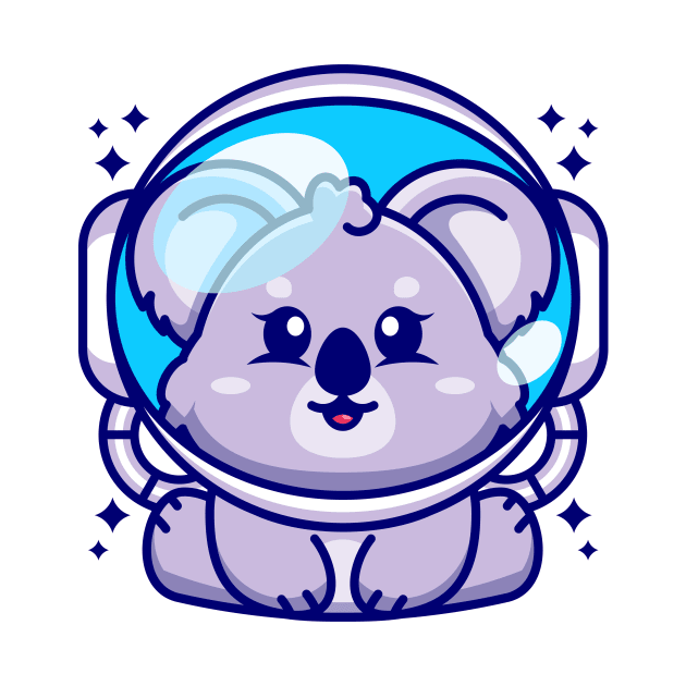 Cute baby koala wearing an astronaut helmet, cartoon character by Wawadzgnstuff