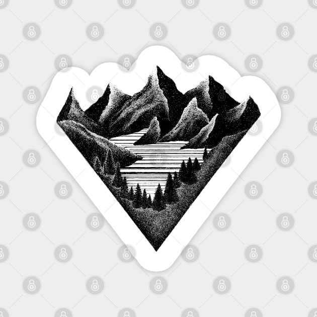 Geometric mountains Magnet by Divoc