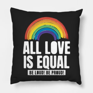 All Love Is Equal LGBTQ PRIDE MONTH | Retro Watercolor Rainbow Pillow