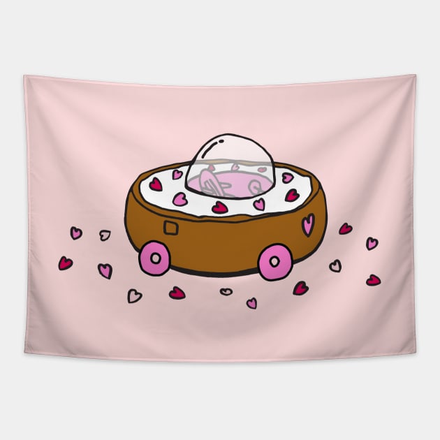 Valentine's Day Donut Car with Heart Sprinkles Tapestry by donutcarco