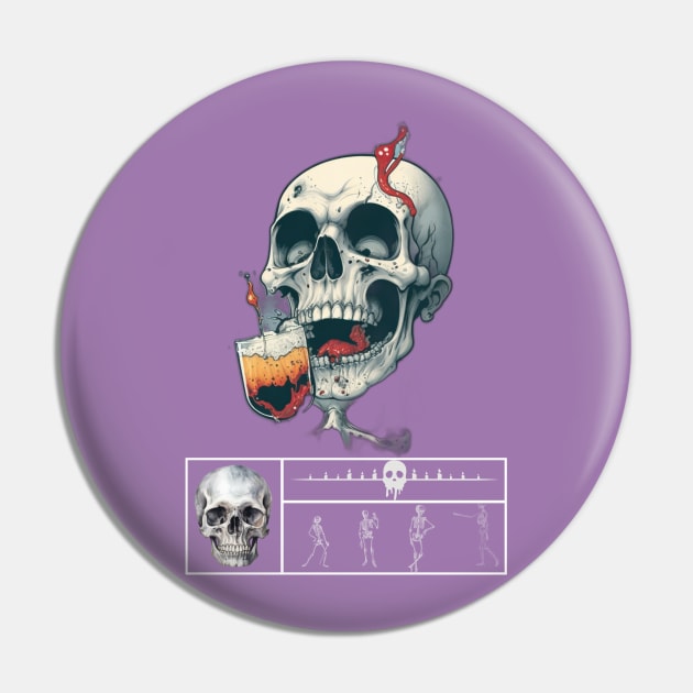 drunk skull Pin by WOLVES STORE