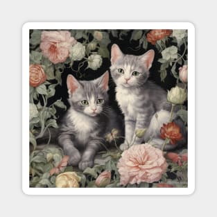 Grey Kitten Flower Garden Magnet