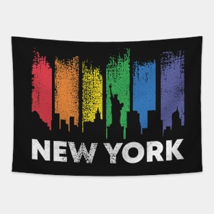 New York Skyline LGBT Pride Rainbow Tapestry