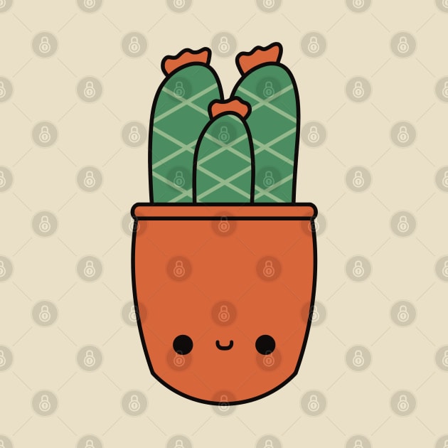 Cute Kawaii Cactus In Orange Pot by KawaiiByDice