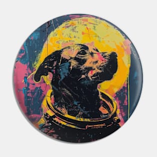 Vintage and vivid pitbull dog astronaut portrait Pin