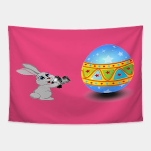 easter bunny with camera and egg Tapestry