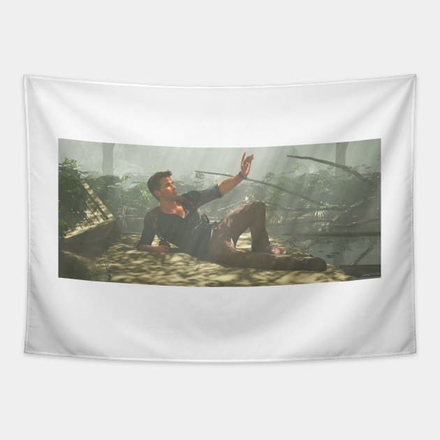 Nathan Drake golden coin Tapestry by James-Cr