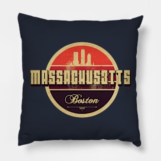 Massachusetts Vintage Sign Pillow