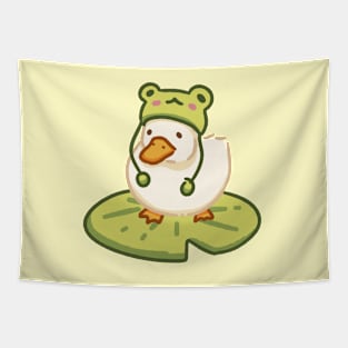 Duck with frog hat Tapestry