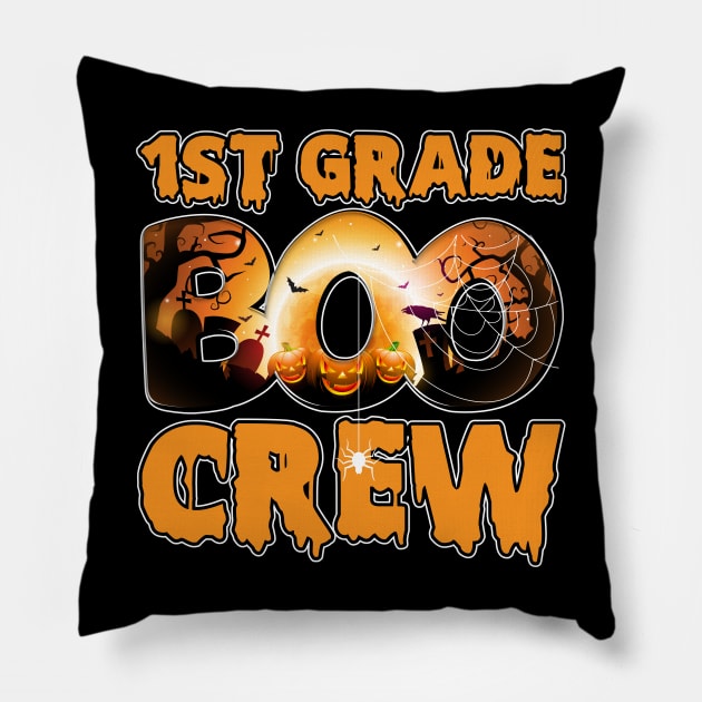 Funny Halloween 1St Grade Boo Crew Tee Gifts Pillow by Funny Halloween 1St Grade Boo Crew Tee Gifts