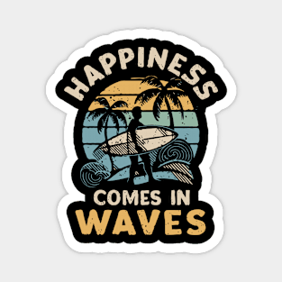 Happiness Comes In Waves, Retro Sea Life Magnet