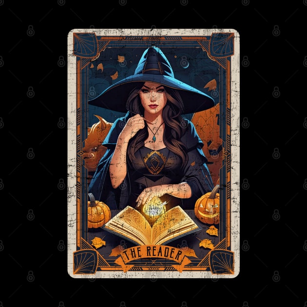 The Reader Vintage Witch Halloween Tarot Card by DanielLiamGill