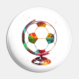 Soccer Ball Globe Pin