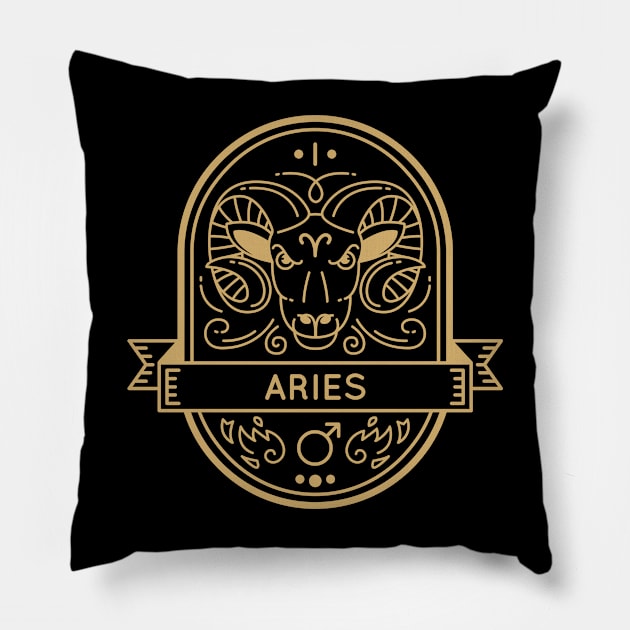 Aries Golden Sigil Pillow by MimicGaming