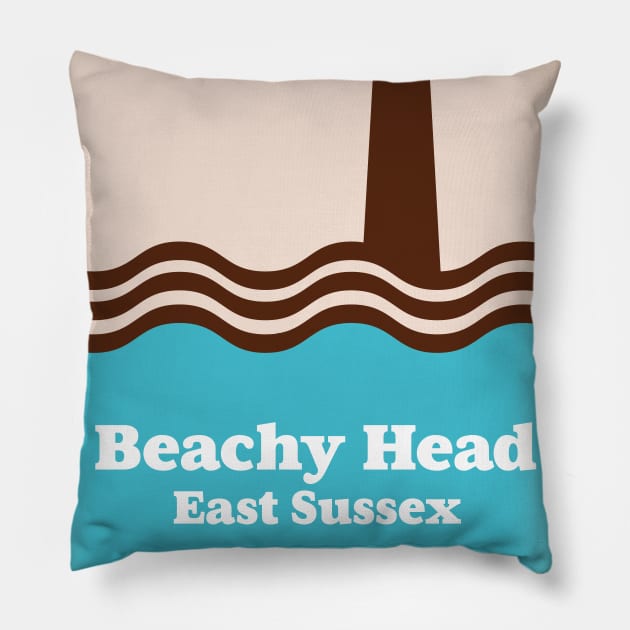 Beachy head East Sussex travel poster Pillow by nickemporium1