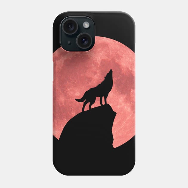 Wolf Howling at a Blood Moon Phone Case by RockettGraph1cs