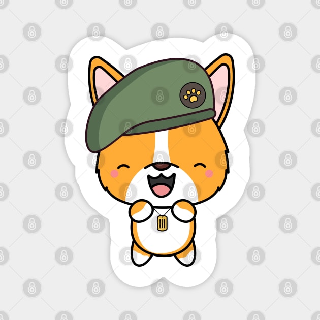 Green Beret Corgi Magnet by Pet Station