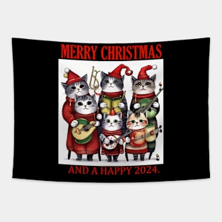Christmas Cat Choir Design Tapestry