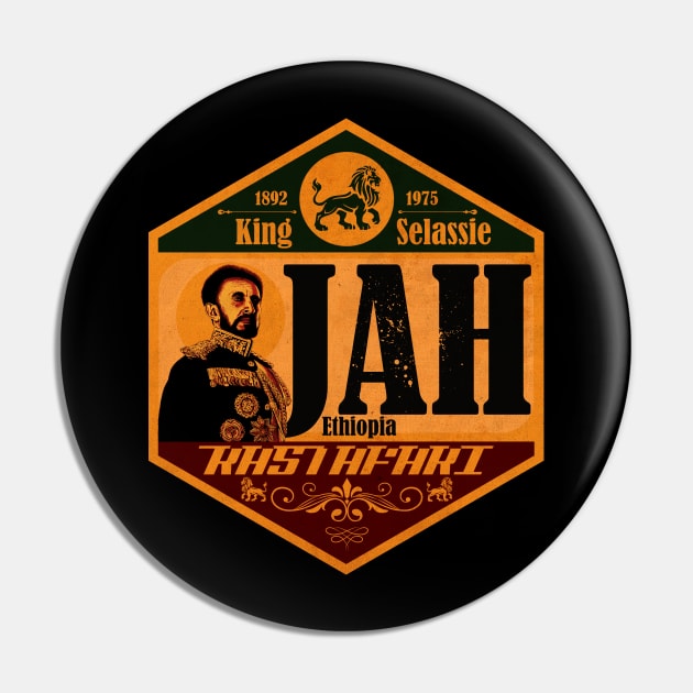 Jah Rastafari Vintage Label Pin by CTShirts