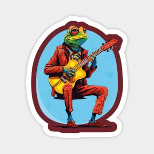 Cute Frog Playing Guitar Funny Idea Magnet