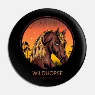 horse head illustration with moon background Pin