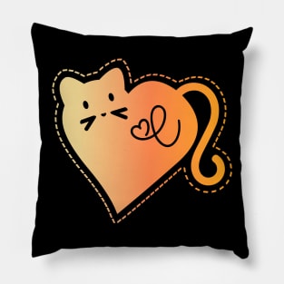 Heart Cat Monogram C in Orange Pillow