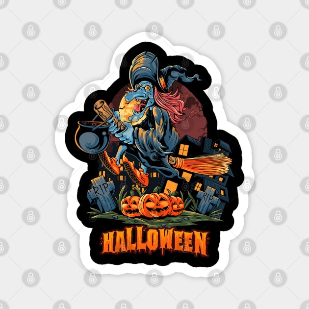 Halloween Scary  Witch Design Magnet by Mako Design 