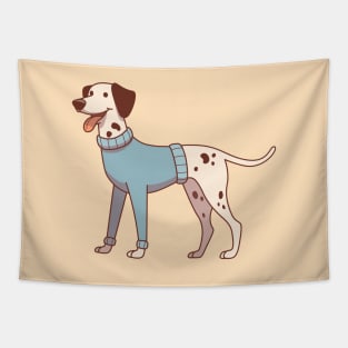 Dalmatian dog wearing a blue sweater Tapestry