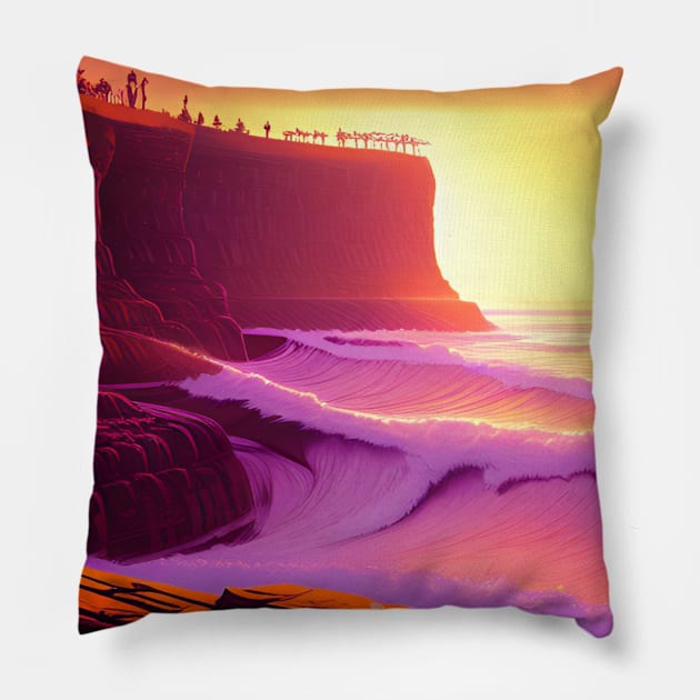 Sun cliff scenery. Pillow by DoodleStoreHouse