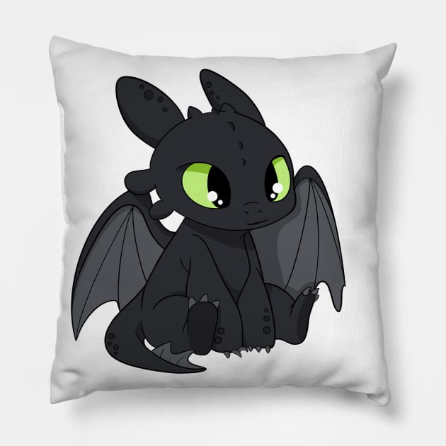 Pretty Toothless, Night fury fanart, How to train your dragon character design Pillow by PrimeStore