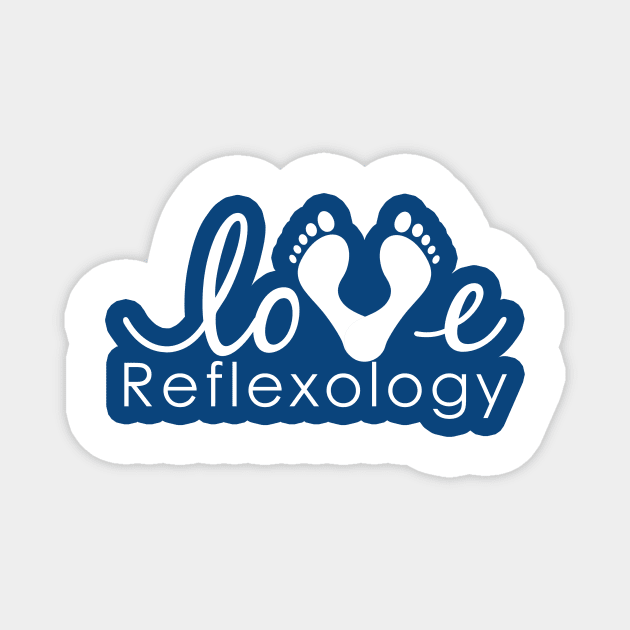 Love Reflexology - BACK of shirt placement (Blue outline) Magnet by Balanceandharmonyforreflexologists