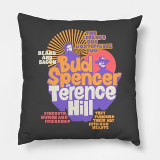 Bud Spencer and Terence Hill Illustration - A Tribute to the Dynamic Duo Pillow
