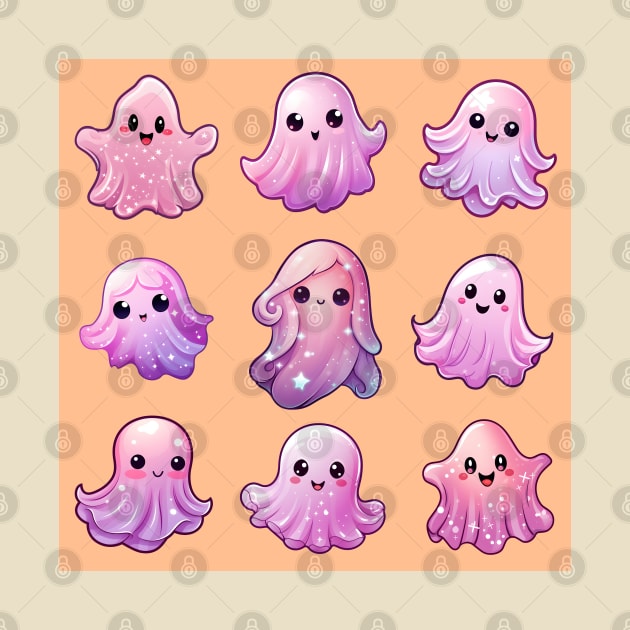 Cute pink ghosts pattern halloween by Andrew World