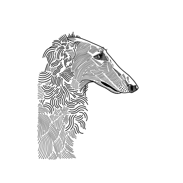 Borzoi portrait blackwork flash design by VEROfojt