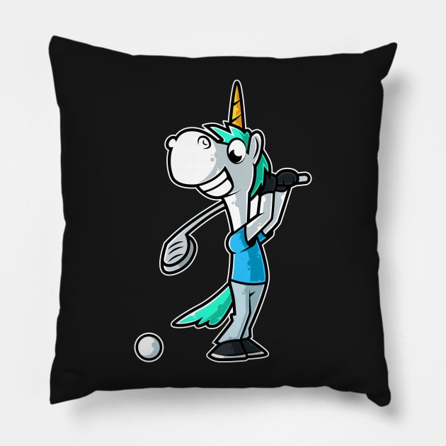 Unicorn Golf Player Golfer Golfing Funny Kids Boys print Pillow by theodoros20