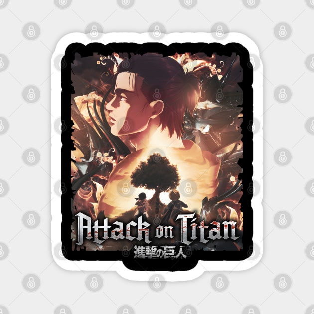 AOT Eren, Mikasa, Armin Childhood Friends Magnet by Otaku Vibes