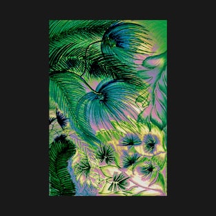 TROPICAL PASTEL ART  MIAMI FERNS FLOWERS PALM  DECO PRINT T-Shirt