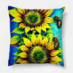 Bee On A Sunflower Pillow