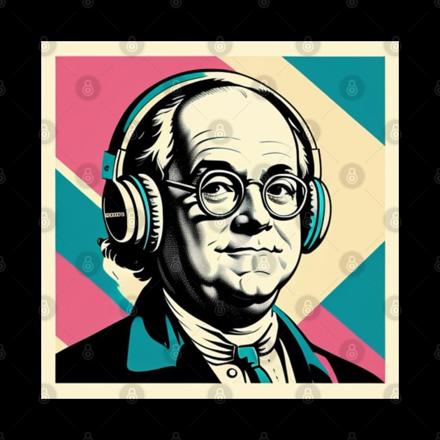 Benjamin Franklin 80s Retro Colors Music Genius Art by musicgeniusart