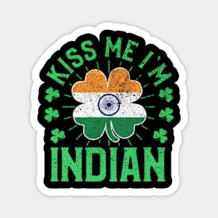 Kiss Me I'M Indian India Flag Shamrock St Patrick'S Day Magnet