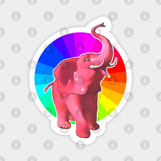 Pink Elephant Rainbow Magnet by Marccelus