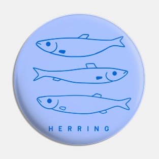 Herring fish, simple, minimal line art for marine life fans in blue ink Pin