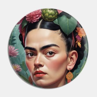 Frida's Radiant Reverie: Colorful Portrait Illustration Pin