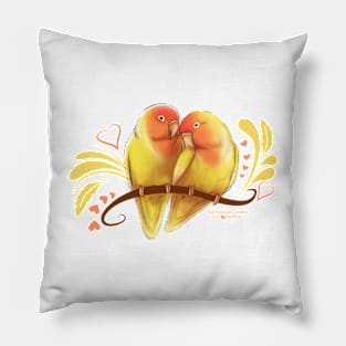 Peach Faced Lutino Lovebirds Pillow