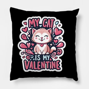 My Cat is My Valentine - Cute Cat Valentine's Day Pillow